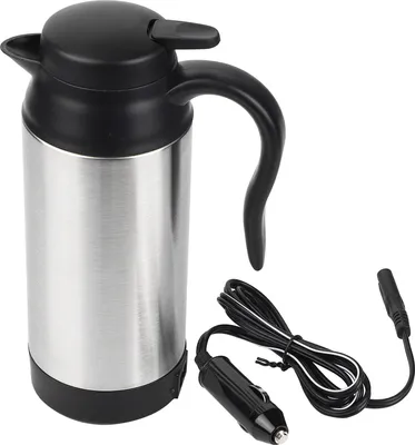 Produktbild von Wasserkocher, Doppelschichtwasserheiztasse, versiegelt 12 V 750 ml mit Plastikgriff für Kaffeetemperaturkontrolle Tee
