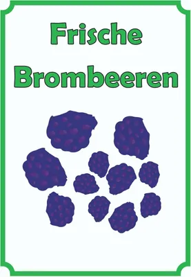 Produktbild von Frische Brombeeren Schild Hochkant A6 Rückseite selbstklebend