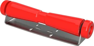 Image de Rouleau de quille en polyuréthane avec support B y compris les embouts aide à la mise à l'eau des remorques de bateaux galvanisé SUPROD, 400 mm (+ EC), rouge