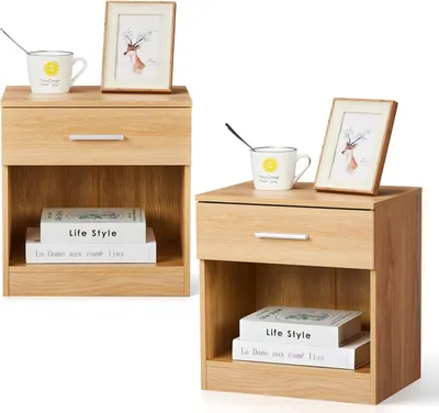 Immagine prodotto di FCH Comodino, con cassetti Tavolino Comodino, 39 x 28 x 41 cm，quercia, 2PCS