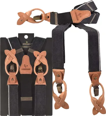 Produktbild von Sir Redman Hosenträger Herren 35mm Denim Natural Nick schwarz mit natur