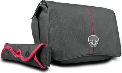 Produktbild von Mantona Cool Bag Kameratasche schwarz/rot, hochwertige Fototasche mit gepolsterter Inneneinteilung & Netzfach, Kamera Umhängetasche aus wasserabweisendem Material