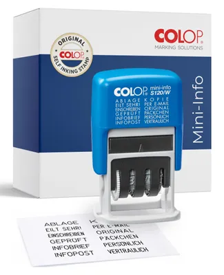 Produktbild von COLOP Wortbandstempel S120/W I selbstfärbender Bürostempel I Stempel mit 12 Text
