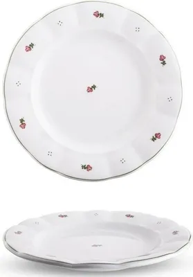 Produktbild von Teller flach, Porzellan, rosa Blumen, 26 cm, G. Benedikt