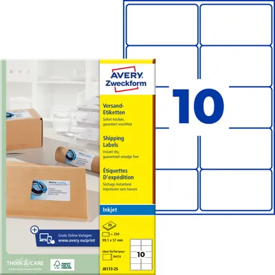 Obrázok produktu pre Avery J8173-25, Samolepiaci štítok, Biela, Papája, Inkjet, Permanentný, Zaoblený obdĺžnik