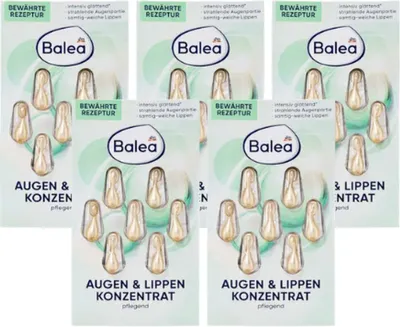 Obrázek produktu pro Balea Koncentrát pro oční okolí a rty, výhodný balení, 5 x 7 ampule. Obsahuje kofein, vitamín E a skualan. Intenzivní péče pro oblast očí a rtů. Ampule