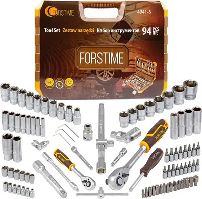 Obrázek produktu pro Sada nářadí, klíče, nástrčné hlavice, bity, kufřík na nářadí, 94 ks