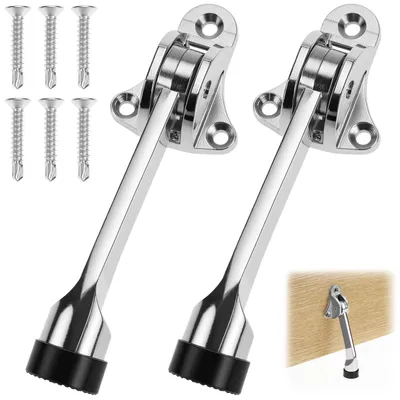 Imagen del producto de Topes de puerta ajustables, 2 unidades, de metal, para puertas interiores y exteriores