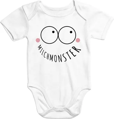 Produktbild von Kurzarm Baby Body Milchmonster Babybody lustig Baumwolle Moonworks® weiß 6-12 Monate