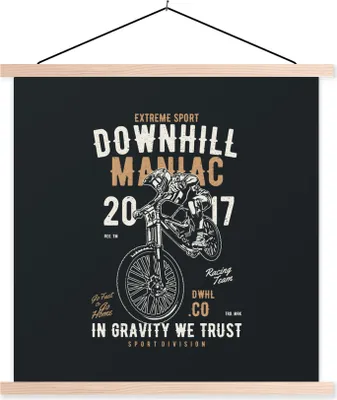Produktbild von MuchoWow® Textilposter Mancave - Motorrad - Rennen - Retro 40x40 cm mit holzfarbenen Rahmen - Posterleiste