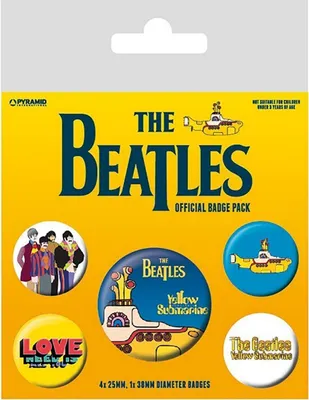 Produktbild von The Beatles - Anstecker-Set "Yellow Submarine" 5er-Pack - Metall BS3393 (Einheitsgröße) (Gelb/Blau)