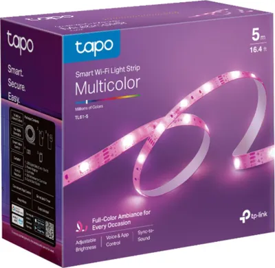 Obrázek produktu pro TP-Link TL61-5, Chytrý světelný pásek, Wi-Fi, Vícebarevný, 802.11b, 802.11g, Wi-Fi 4 (802.11n), LED, Více