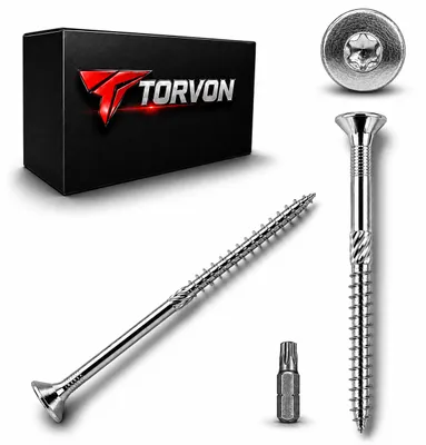 Zdjęcie produktu dla Śruby do drewna TORVON Premium, wkręty płaskogłowowe, pełne gwintowanie, biało-ocynkowane, 6 x 140 mm, 100 sztuk, w zestawie wkrętak, Obraz wygenerowany przez AI