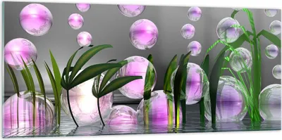 Produktbild von Bilder auf glas - Computer Grafik Blase - 120x50cm - Glasbilder - Wandbilder - Kunstdruck - zum Aufhängen bereit - Wanddekoration aus Glas - Glas Bilder - Wandbild auf Glas - GAB120x50-2329