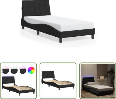 Zdjęcie produktu dla The Living Store Rama łóżka z oświetleniem LED czarna 90x190 cm aksamitna