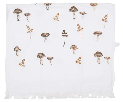 Produktbild von Clayre & Eef Gästehandtuch 40x66 cm Weiß Baumwolle Pilze