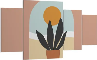 Produktbild von Bild auf Leinwand - Leinwandbild - 4 Teile - Minimalistisch Fenster Blume - 160x90cm - Wand Bild - Wanddeko - Wandbilder - Leinwanddruck - Bilder - Wanddekoration - Leinwand bilder - DL160x90-4473