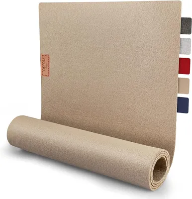 Produktbild von Sølmo I Design Tischläufer in Beige aus Filz I 100x30 cm I Skandinavischer Filzläufer I Abwaschbar mit Lederlabel - Tischläufer für den Winter