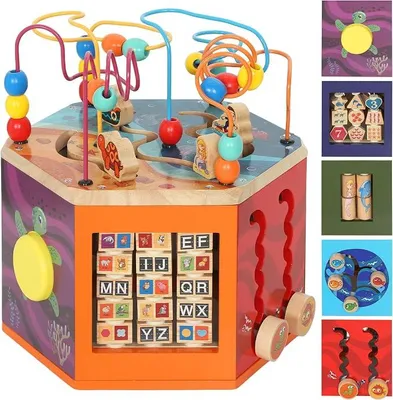 Imagen del producto de Cubo de actividades de madera, laberinto de cuentas Montessori, para niños mayores de 18 meses.
