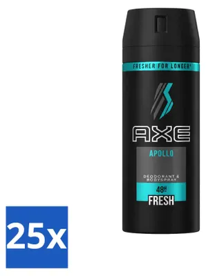 Productafbeelding van 25 x Axe Apollo Deodorant Bodyspray - 150 ml - Voordeelverpakking - 25 stuks