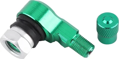 Imagen del producto de 2 unidades de válvulas para neumáticos de aluminio, universales para motocicletas, de 11,3 mm, con tapas de 90 grados, color verde