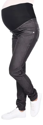 Obrázek produktu pro Mija – Tehotenské kalhoty s páskem pod břichem / Džínové kalhoty slim fit 9044 (velikost 44/XXL, černá)