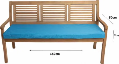 Immagine prodotto di Cuscino per panchina da giardino 150x50x7 Blu, Cuscino per esterno, Cuscino piatto da giardino, Cuscino per seduta per 3 persone, Cuscino per altalena/panca
