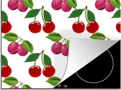 Produktbild von KitchenYeah© Herdabdeckplatte Kirschen - Muster - Obst , 71x52cm, Küche Deko, Glaskeramikkochfeld Herdabdeckung, Abdeckplatte fùr Kochfeld