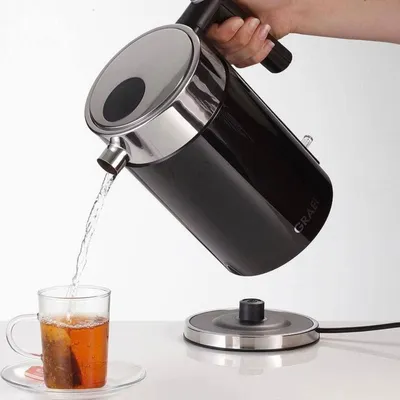 Produktbild von GRAEF WK62 Edelstahl-Wasserkocher 1,5L Schwarz Kalkfilter