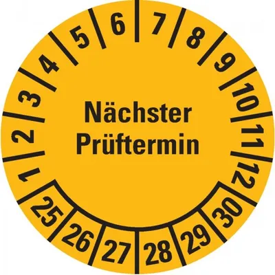 Produktbild von Dreifke® Aufkleber I Prüfplakette Nächster Prüftermin 25-30, gelb, Dokufolie,...