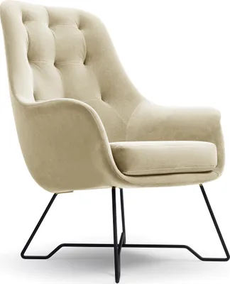 Produktbild von Masseno Polstersessel SEDUTA, Modern Loungesessel ergonomisch, Velours-Stoff Creme