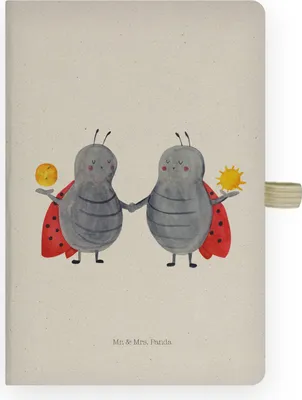Produktbild von Mr. & Mrs. Panda Notizbuch A4 Kariert Sternzeichen Zwilling - Transparent - Geschenk, skizzenbuch, Journal, Marienkäfer, Kladde, Skizzenheft, Zwillingsbruder, Adressbuch