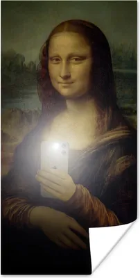 Produktbild von MuchoWow® Poster Mona Lisa - Da Vinci - Telefon 80x160 cm - Kinderzimmer