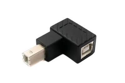 Produktbild von SYSTEM-S USB 2.0 Adapter Typ B Stecker zu Buchse abfwärts gewinkelt Winkel Kabel in Schwarz