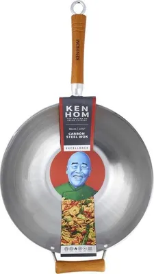 Obrázek produktu pro Ken Hom Karbonstahl Wok mit Holzgriff 36cm