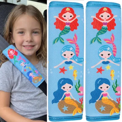 Produktbild von 2x HECKBO® Auto Kinder Gurtschutz Sicherheitsgurt Schulterpolster Schulterkissen Autositze Fahrrad Fahrradsitz Gurtpolster mit Meerjungfrau