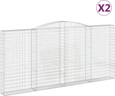 Imagen del producto de vidaXL: 2 gabiones con forma de arco, 400x30x180/200 cm, hierro galvanizado