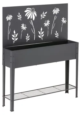 Produktbild von Dehner Hochbeet Bretagne, Balkonbeet, 115 x 143 x 27 cm, pulverbeschichtetes Metall, schwarz