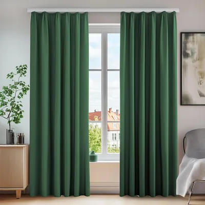 Produktbild von Verdunkelungsvorhänge mit Kräuselband, 175x140 cm, Waldgrün, 2er Set