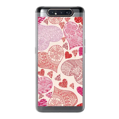 Produktbild von MuchoWow® Handyhülle Schutzhülle Hülle für Samsung Galaxy A80 Eine Illustration mit rosa und roten Herzen Silikon Softcase Handy Hülle - Schutzdeckel