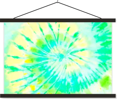 Produktbild von MuchoWow® Textilposter Krawattenfärbung - Gelb - Grün 60x40 cm mit schwarzem Rahmen - Hölzernes