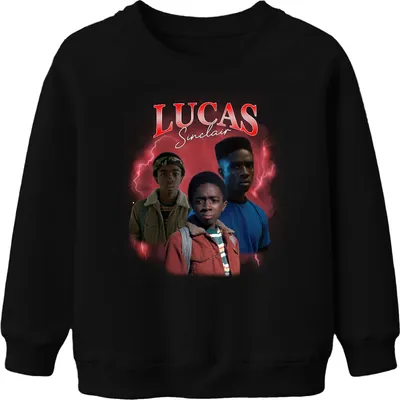 Immagine prodotto di Lucas Sinclair Stranger Fan Gift Vintage 80s Retro 90s Bootleg Unisex Kids Felpa Pullover, Nero, 152