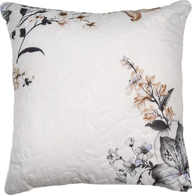 Produktbild von Clayre & Eef Kissenbezug 40x40 cm Weiß Grau Polyester Blumen