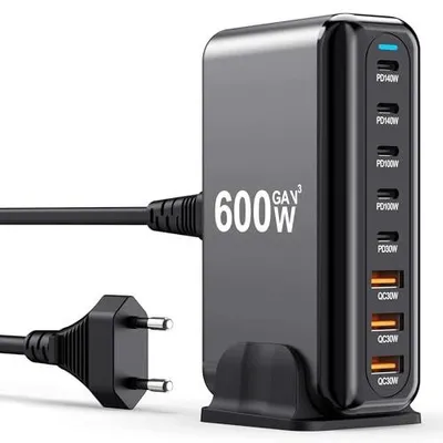 Zdjęcie produktu dla Ładowarka USB c 600W 8 portów 140W pd szybka dla laptopa macbook