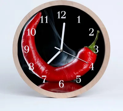 Produktbild von Holzuhr 30fi cm wanduhr - Chili-Pfeffer