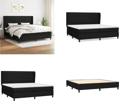 Produktbild von vidaXL Boxspringbett mit Matratze Schwarz 200x200 cm Stoff - Boxspringbett - Boxspringbetten - Bett - Schlafzimmermöbel