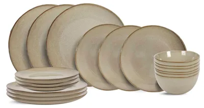 Zdjęcie produktu dla Zestaw naczyń Cookinglife Sabi Beige 18-częściowy / 6 osób – 6 talerzy obiadowych, 6 talerzy śniadaniowych i 6 miseczek