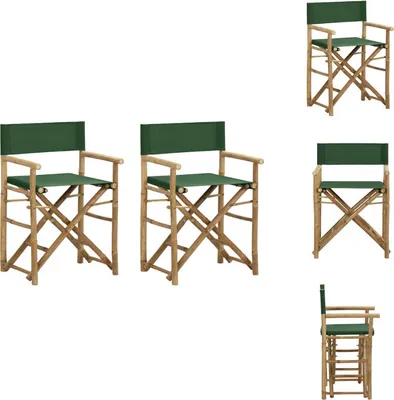 Produktbild von vidaXL Klappbare Regiestühle 2 Stk. Grün Bambus und Stoff -  Gartenstühle