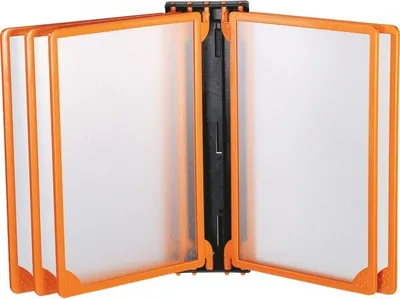 Produktbild von Klapprahmen INFOLINE, Magnethalter mit 5 Rahmen, orange, Kunststoff, DIN A4