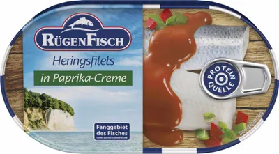 Produktbild von Rügenfisch Heringsfilet in Paprika Creme VPE (19x200g Dose)